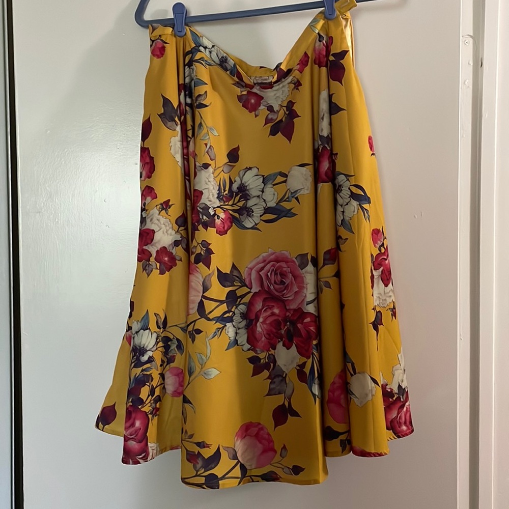 Modcloth (Ikebana for All) yellow/floral midi skirt